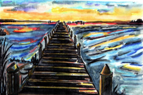 Sunset at the Pier Painting