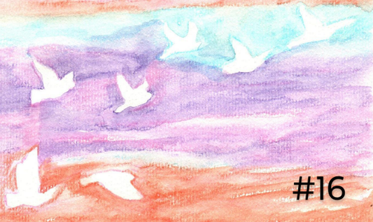 Doves Flying over Purple Mountained Majesties Painting